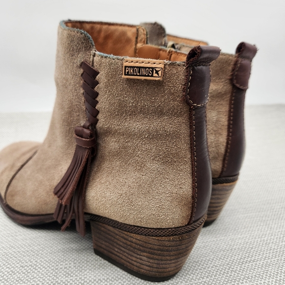 Pikolinos Baqueira Size 39 Light Brown Suede Bootie Tassel Women Boho Western